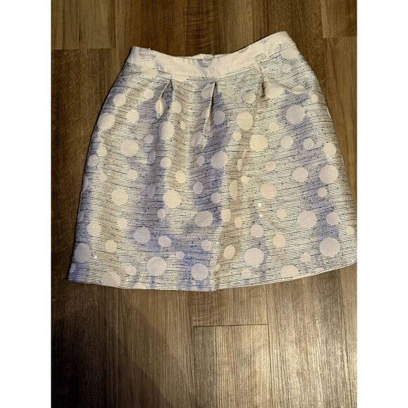 Anthropologie Maeve Anya Dotted Jacquard Mini Skirt White Blue Women's Size 6 - Picture 4 of 8